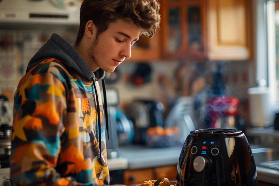 cooking a burger in air fryer